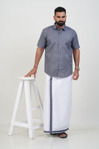 Colour Catch Grey Single Set – Half Sleeve Shirt + Dhoti Set