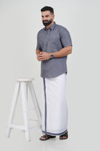 Colour Catch Grey Single Set – Half Sleeve Shirt + Dhoti Set