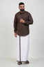 Colour Catch Coffee Brown Single Set – Full Sleeve Shirt + Dhoti Set