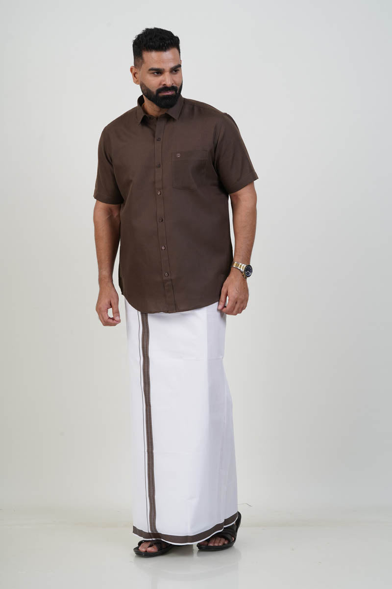 Colour Catch Coffee Brown Single Set – Half Sleeve Shirt + Dhoti Set