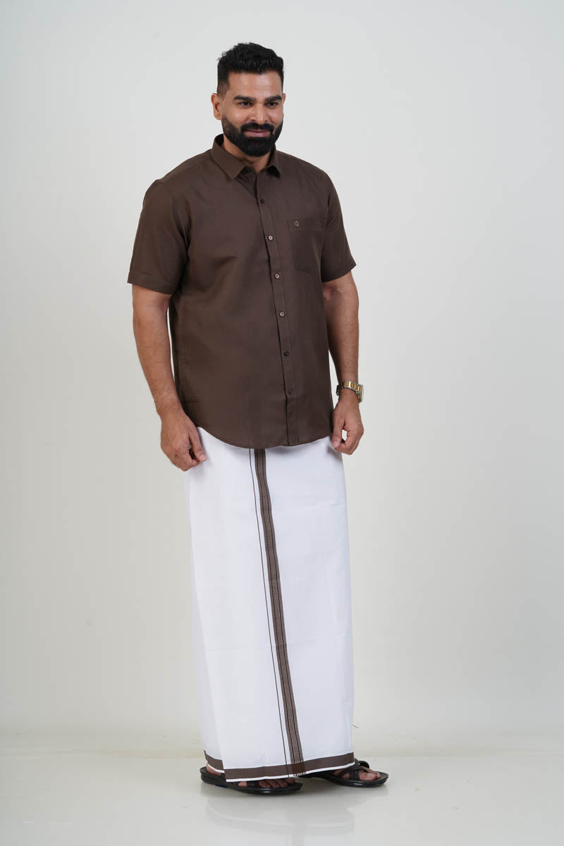 Colour Catch Coffee Brown Single Set – Half Sleeve Shirt + Dhoti Set