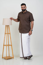 Colour Catch Coffee Brown Single Set – Half Sleeve Shirt + Dhoti Set