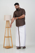 Colour Catch Coffee Brown Single Set – Half Sleeve Shirt + Dhoti Set