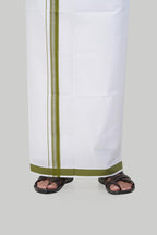 Colour Catch Olive Green Single Set – Full Sleeve Shirt + Dhoti Set