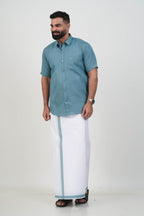 Colour Catch Dusty Sage Single Set – Half Sleeve Shirt + Dhoti Set
