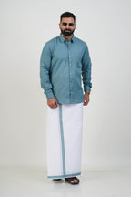 Colour Catch Dusty Sage Single Set – Full Sleeve Shirt + Dhoti Set
