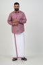 Colour Catch Dusty Rose Single Set – Full Sleeve Shirt + Dhoti Set