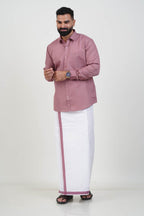 Colour Catch Dusty Rose Single Set – Full Sleeve Shirt + Dhoti Set