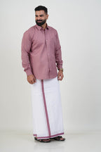 Colour Catch Dusty Rose Single Set – Full Sleeve Shirt + Dhoti Set