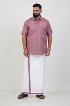 Colour Catch Dusty Rose Single Set – Half Sleeve Shirt + Dhoti Set