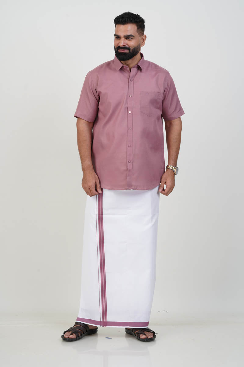 Colour Catch Dusty Rose Single Set – Half Sleeve Shirt + Dhoti Set