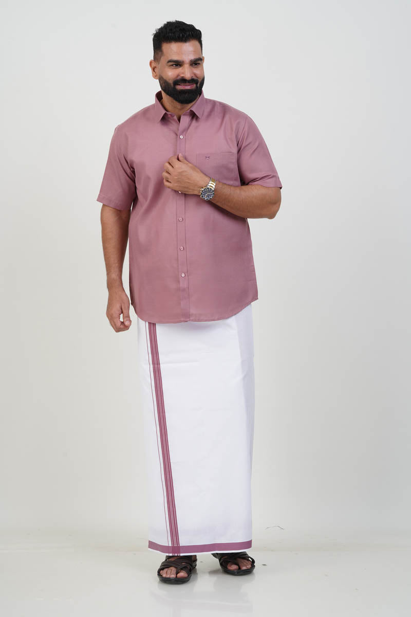 Colour Catch Dusty Rose Single Set – Half Sleeve Shirt + Dhoti Set