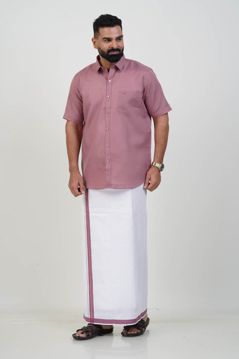 Colour Catch Dusty Rose Single Set – Half Sleeve Shirt + Dhoti Set