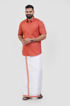 Colour Catch Peach Single Set – Half Sleeve Shirt + Dhoti Set