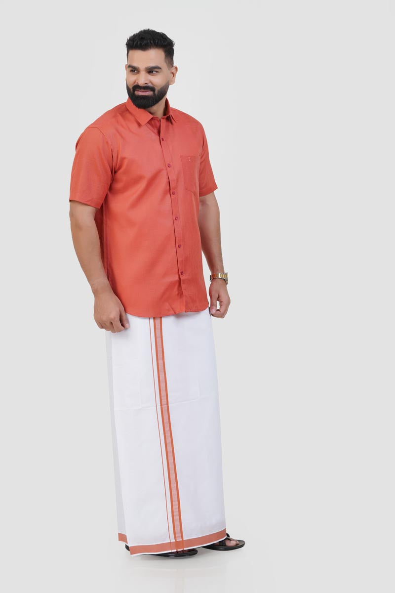 Colour Catch Peach Single Set – Half Sleeve Shirt + Dhoti Set