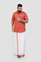 Colour Catch Peach Single Set – Half Sleeve Shirt + Dhoti Set