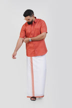 Colour Catch Peach Single Set – Half Sleeve Shirt + Dhoti Set
