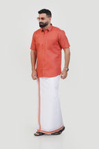 Colour Catch Peach Single Set – Half Sleeve Shirt + Dhoti Set