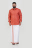 Colour Catch Peach Single Set – Full Sleeve Shirt + Dhoti Set