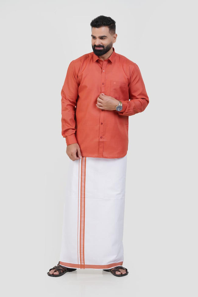 Colour Catch Peach Single Set – Full Sleeve Shirt + Dhoti Set Main Image