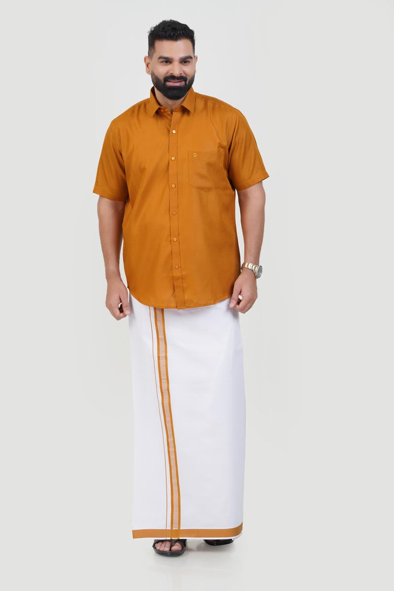 Colour Catch Mustard Gold Single Set – Half Sleeve Shirt + Dhoti Set
