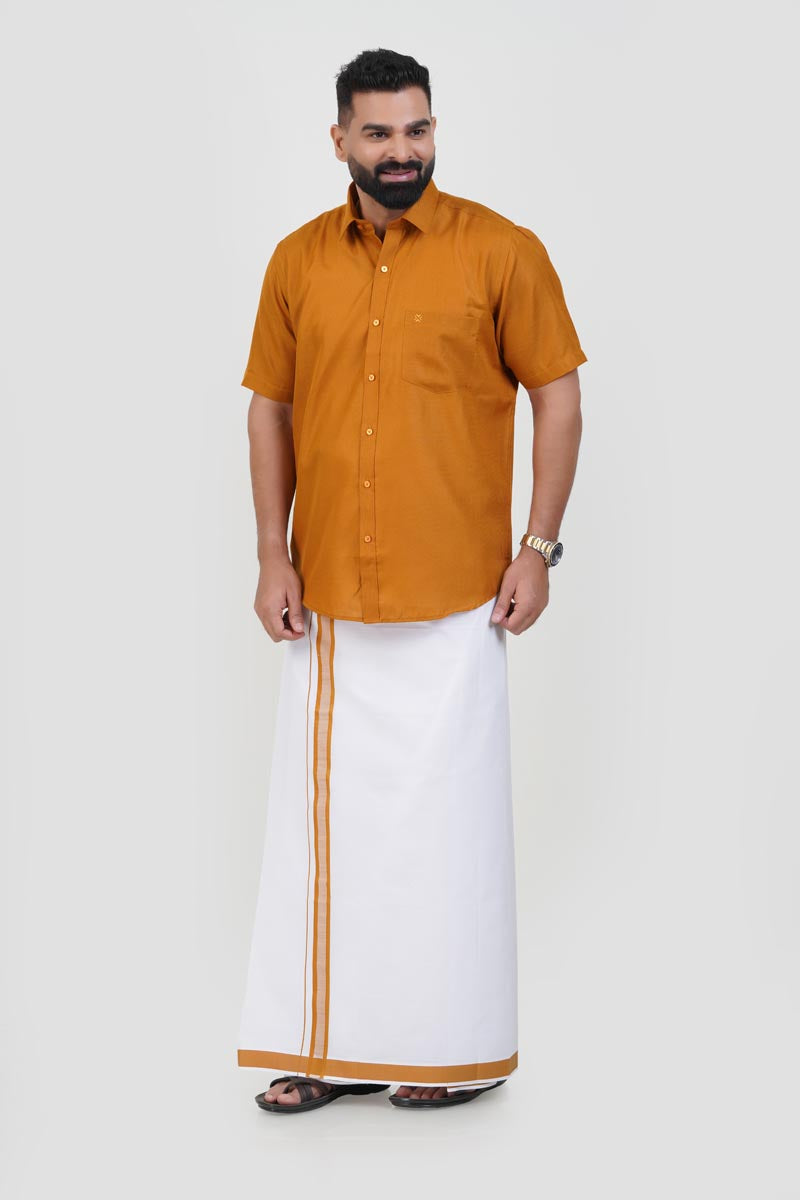 Colour Catch Mustard Gold Single Set – Half Sleeve Shirt + Dhoti Set