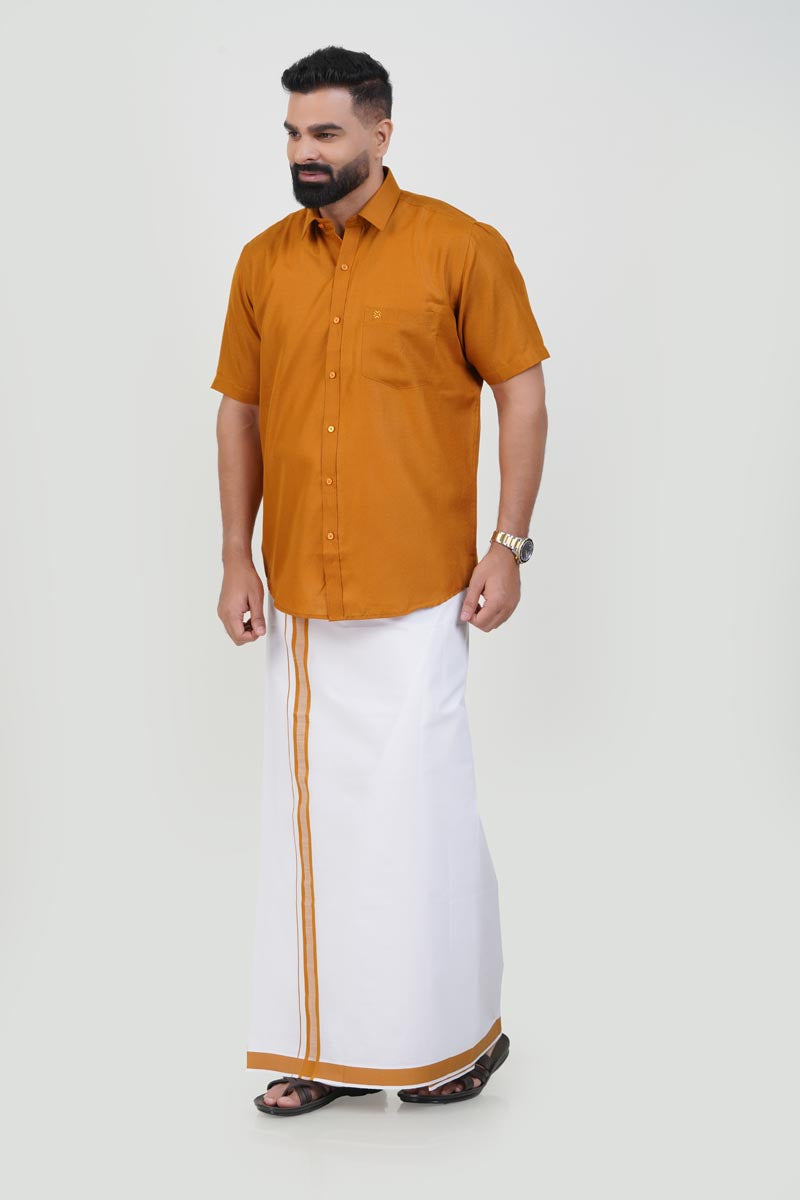 Colour Catch Mustard Gold Single Set – Half Sleeve Shirt + Dhoti Set