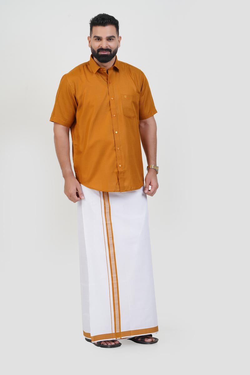 Colour Catch Mustard Gold Single Set – Half Sleeve Shirt + Dhoti Set