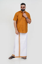 Colour Catch Mustard Gold Single Set – Half Sleeve Shirt + Dhoti Set