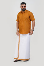 Colour Catch Mustard Gold Single Set – Half Sleeve Shirt + Dhoti Set