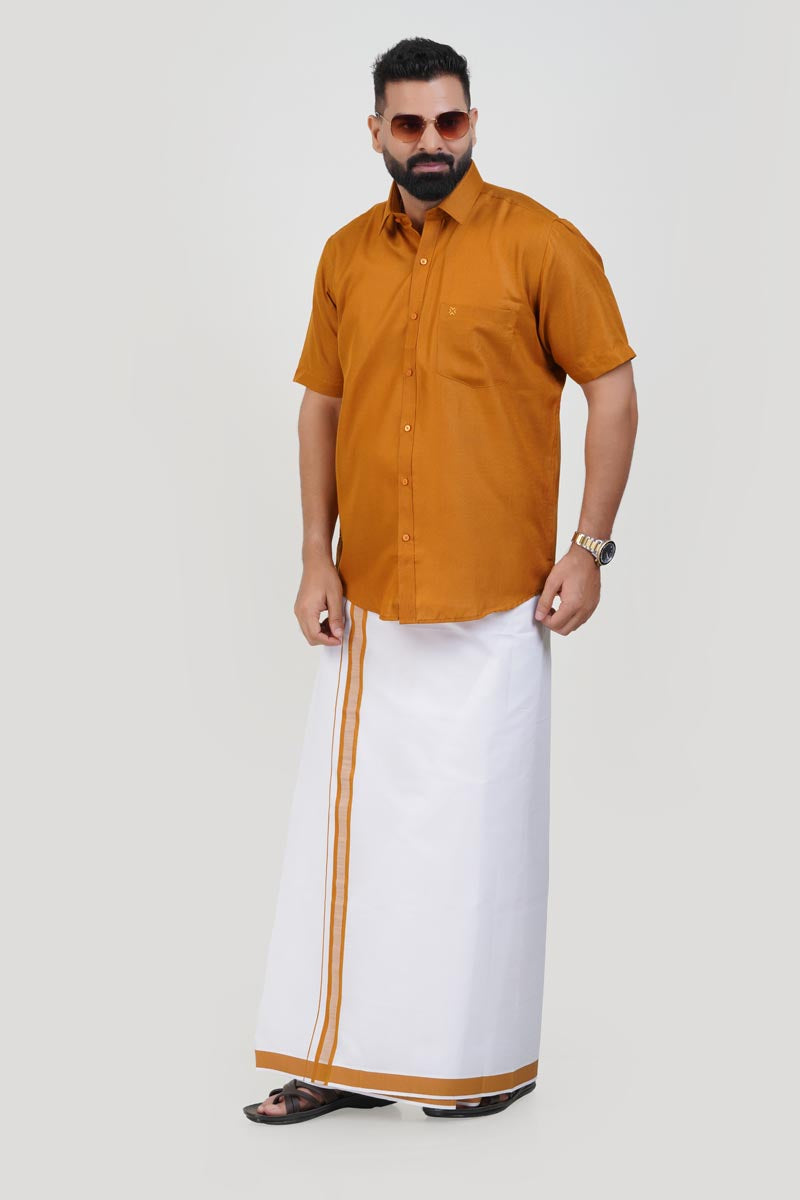 Colour Catch Mustard Gold Single Set – Half Sleeve Shirt + Dhoti Set
