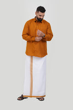 Colour Catch Mustard Gold Single Set – Full Sleeve Shirt + Dhoti Set