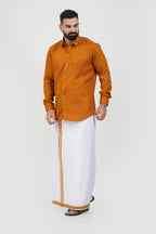 Colour Catch Mustard Gold Single Set – Full Sleeve Shirt + Dhoti Set