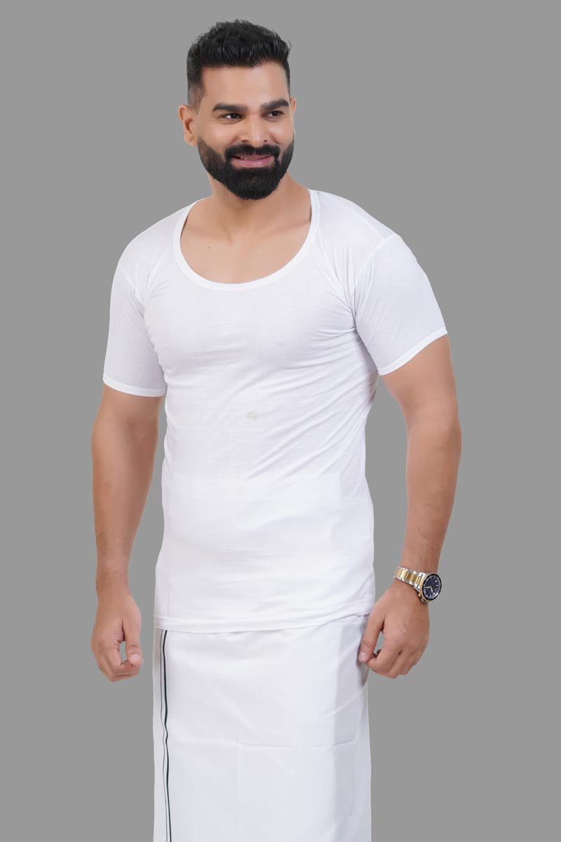 Magic Vest RNS – Men’s Classic Round Neck Sleeve Inner Vest – White