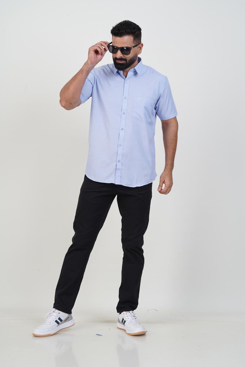 STRACK Men’s Premium Formal Shirt – Pastel Blue – Half Sleeve