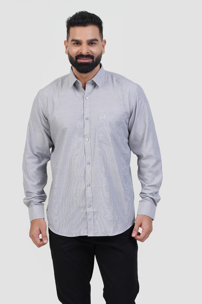 STRACK Men’s Premium Formal Shirt – Light Grey Melange – Full Sleeve