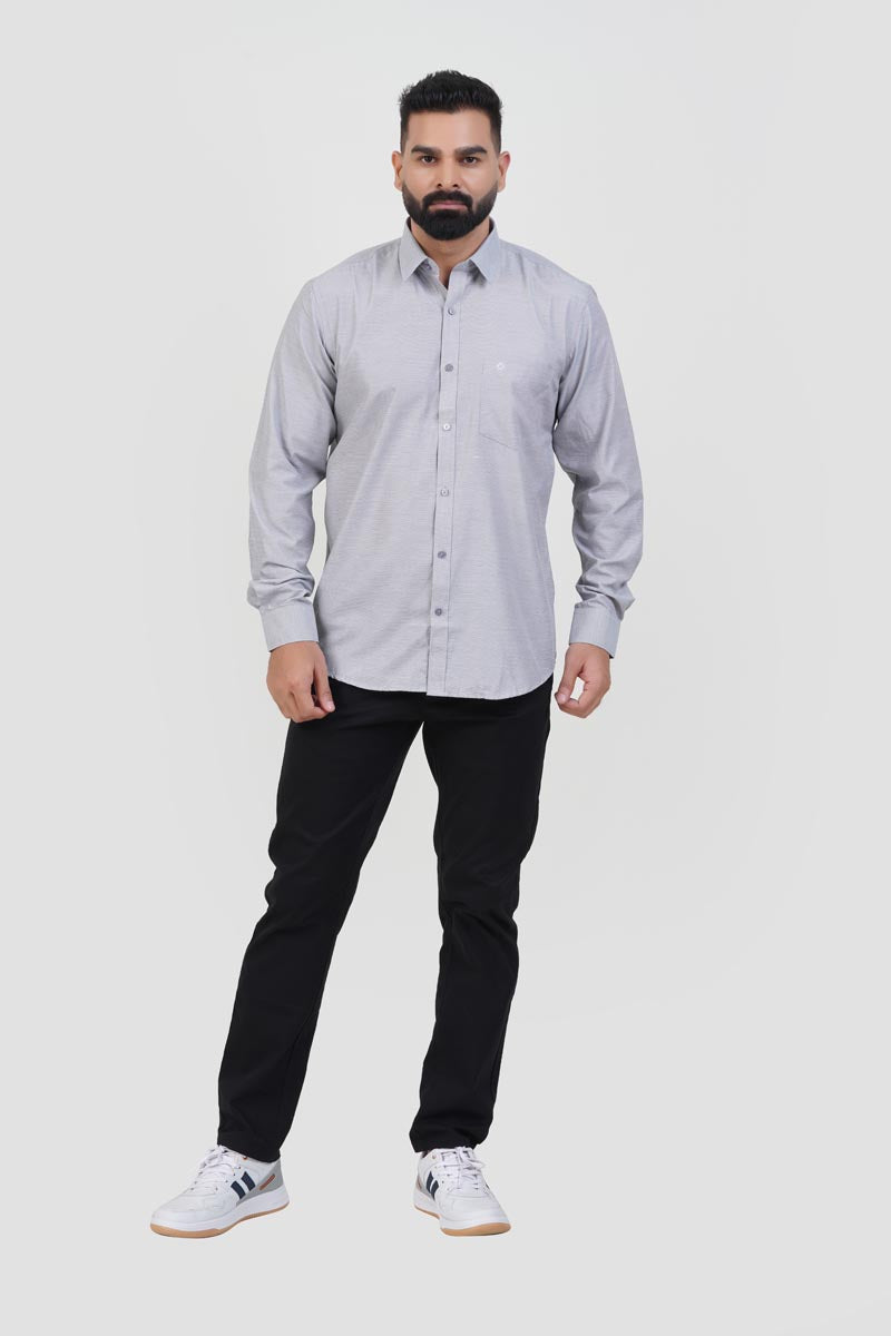STRACK Men’s Premium Formal Shirt – Light Grey Melange – Full Sleeve