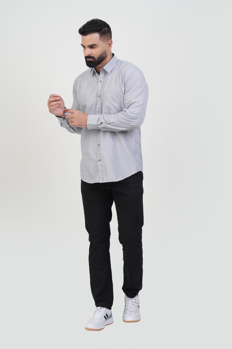 STRACK Men’s Premium Formal Shirt – Light Grey Melange – Full Sleeve