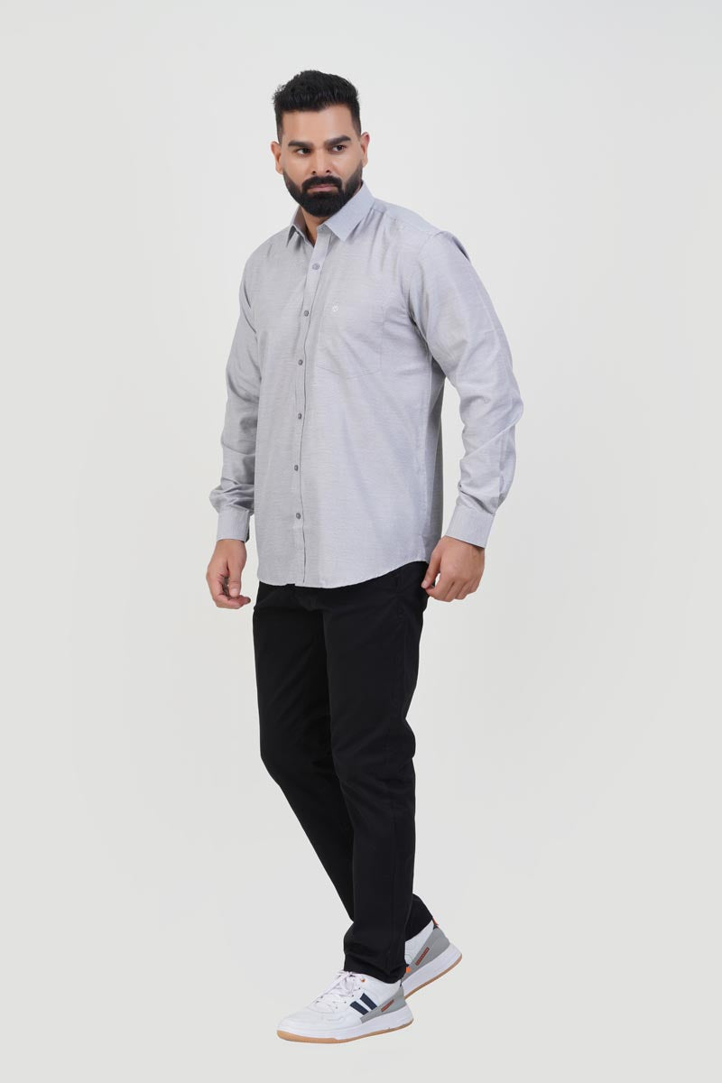 STRACK Men’s Premium Formal Shirt – Light Grey Melange – Full Sleeve