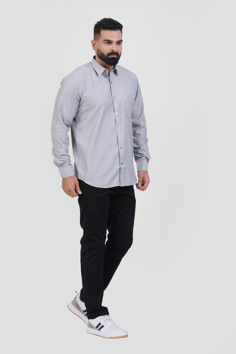 STRACK Men’s Premium Formal Shirt – Light Grey Melange – Full Sleeve