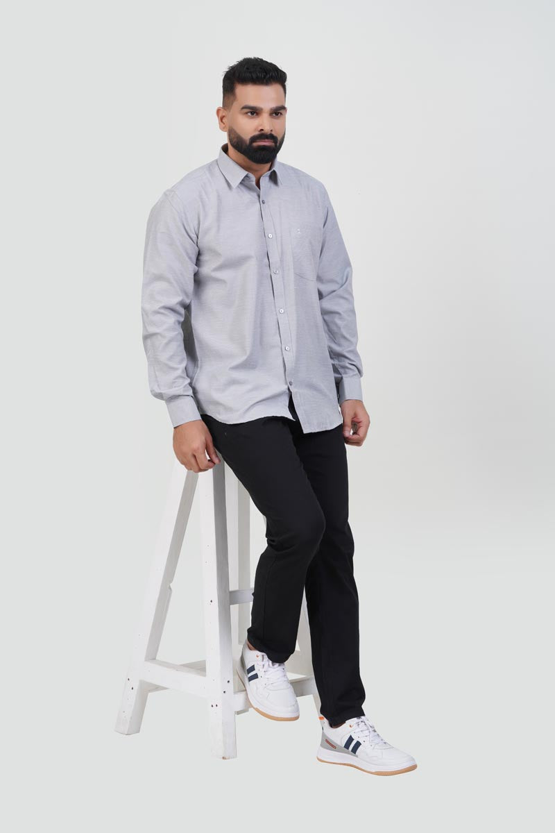 STRACK Men’s Premium Formal Shirt – Light Grey Melange – Full Sleeve