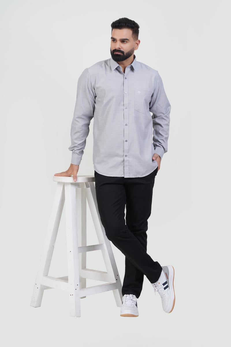 STRACK Men’s Premium Formal Shirt – Light Grey Melange – Full Sleeve