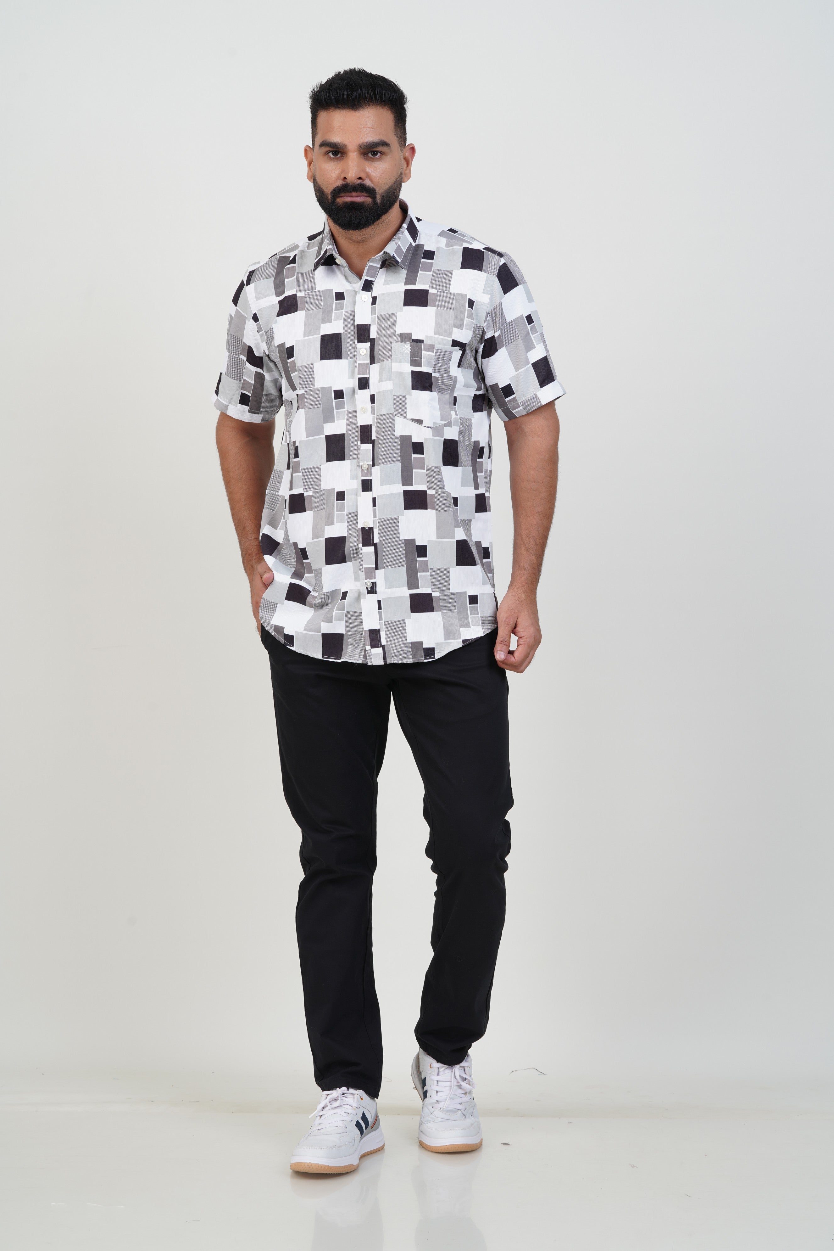 Buy 2 Get 1 Free - Freeco Print Shirt - Half Sleeve - Assorted color