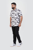 Freeco Print Shirt – Half Sleeve (Monochrome Black & White)