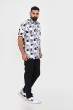 Freeco Print Shirt – Half Sleeve (Monochrome Black & White)