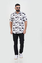 Freeco Print Shirt – Half Sleeve (Monochrome Black & White)