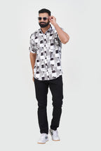 Freeco Print Shirt – Half Sleeve (Monochrome Black & White)
