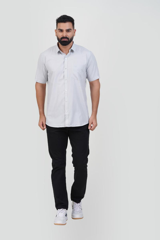 STRACK Men’s Premium Formal Shirt – Pearl White – Half Sleeve Hover Image
