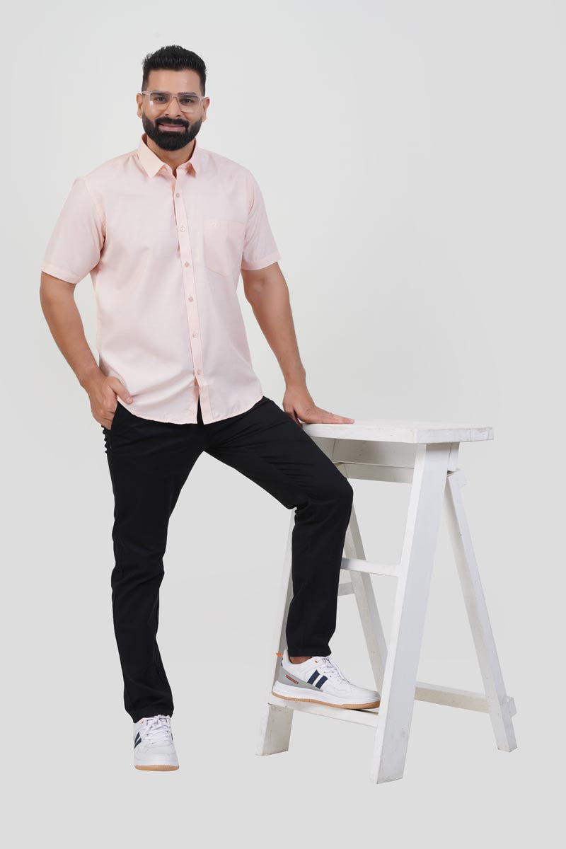 STRACK Men’s Premium Formal Shirt – Light Peach – Half Sleeve