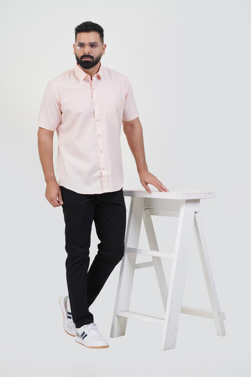 STRACK Men’s Premium Formal Shirt – Light Peach – Half Sleeve
